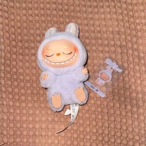 Purple Authentic Labubu *NO BOX** Plush Keychain with Smiling Character